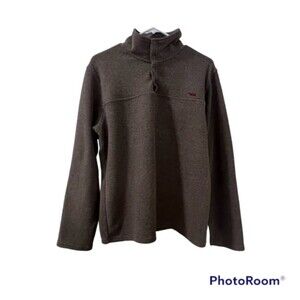 Mountain Khakis Brown Snap Mock Neck Fleece Pop Top Pullover Sweater Size Medium